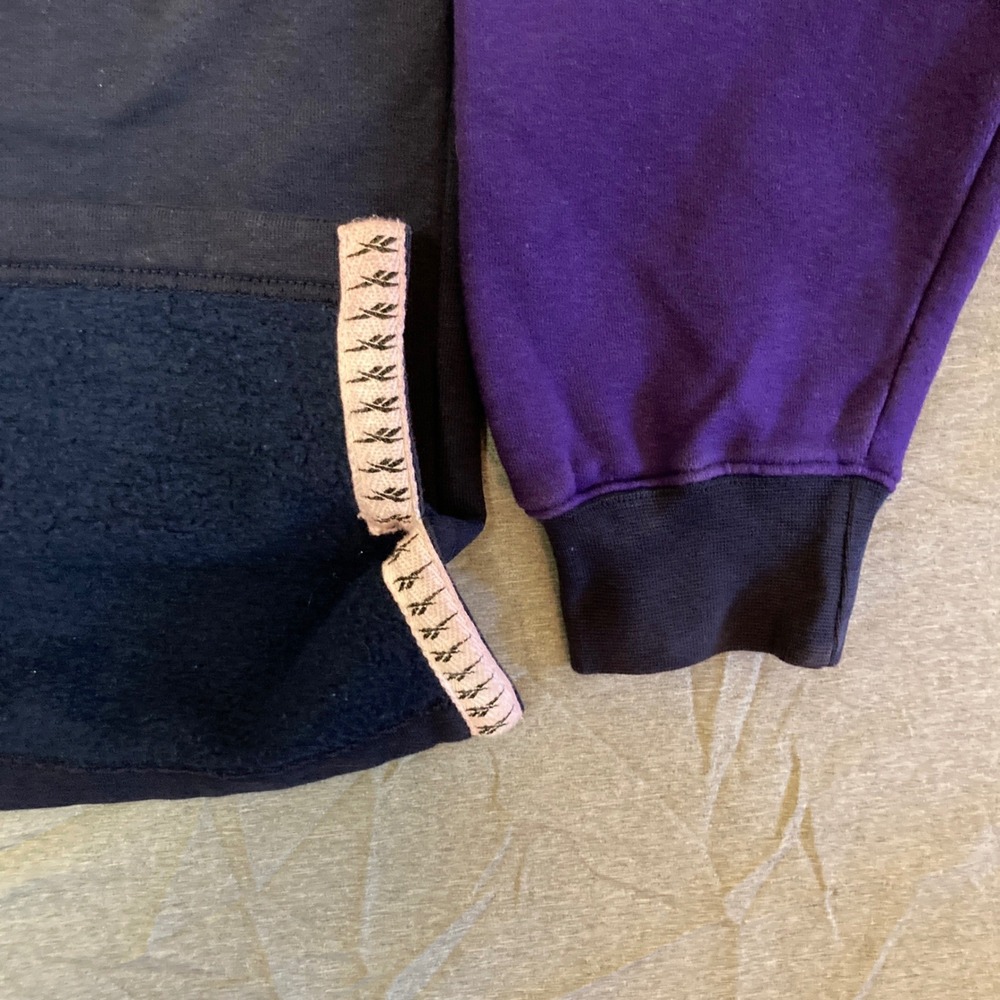 Vintage Reebok Colorblock Sweatshirt Navy Purple Mock Neck Logo Mens Medium - Picture 8 of 10